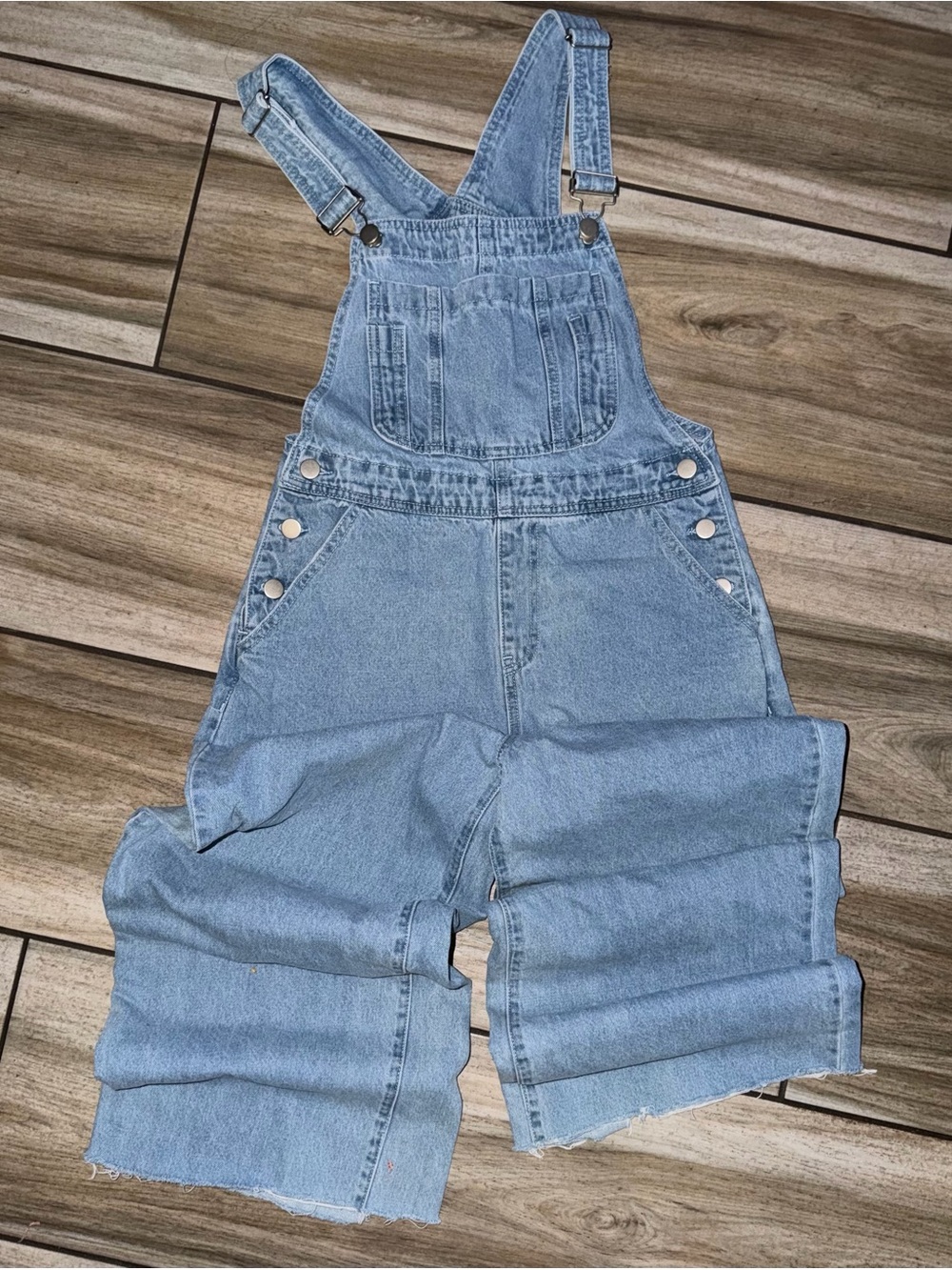 Fashion Nova Light Blue Denim Wide-Leg Overalls